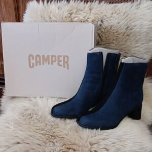 Camper Women' Suede Navy/Black Heeled Boots